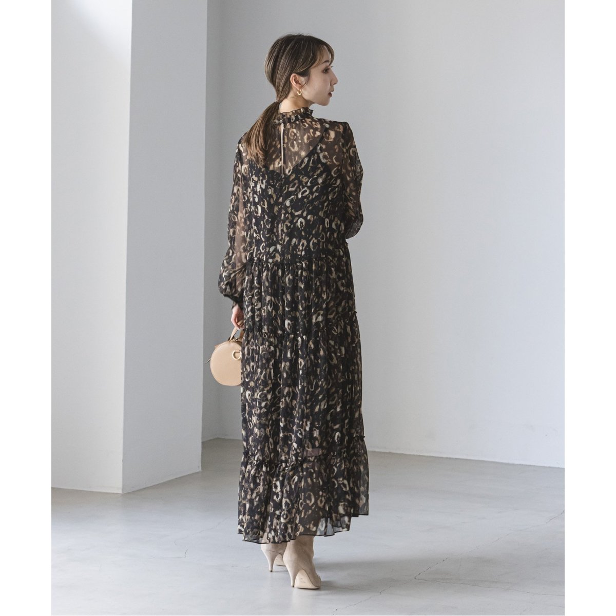 Noble　レオパードプリントティアードマキシワンピース　ノーブル Noble（ノーブル）の「レオパードプリントティアードマキシ