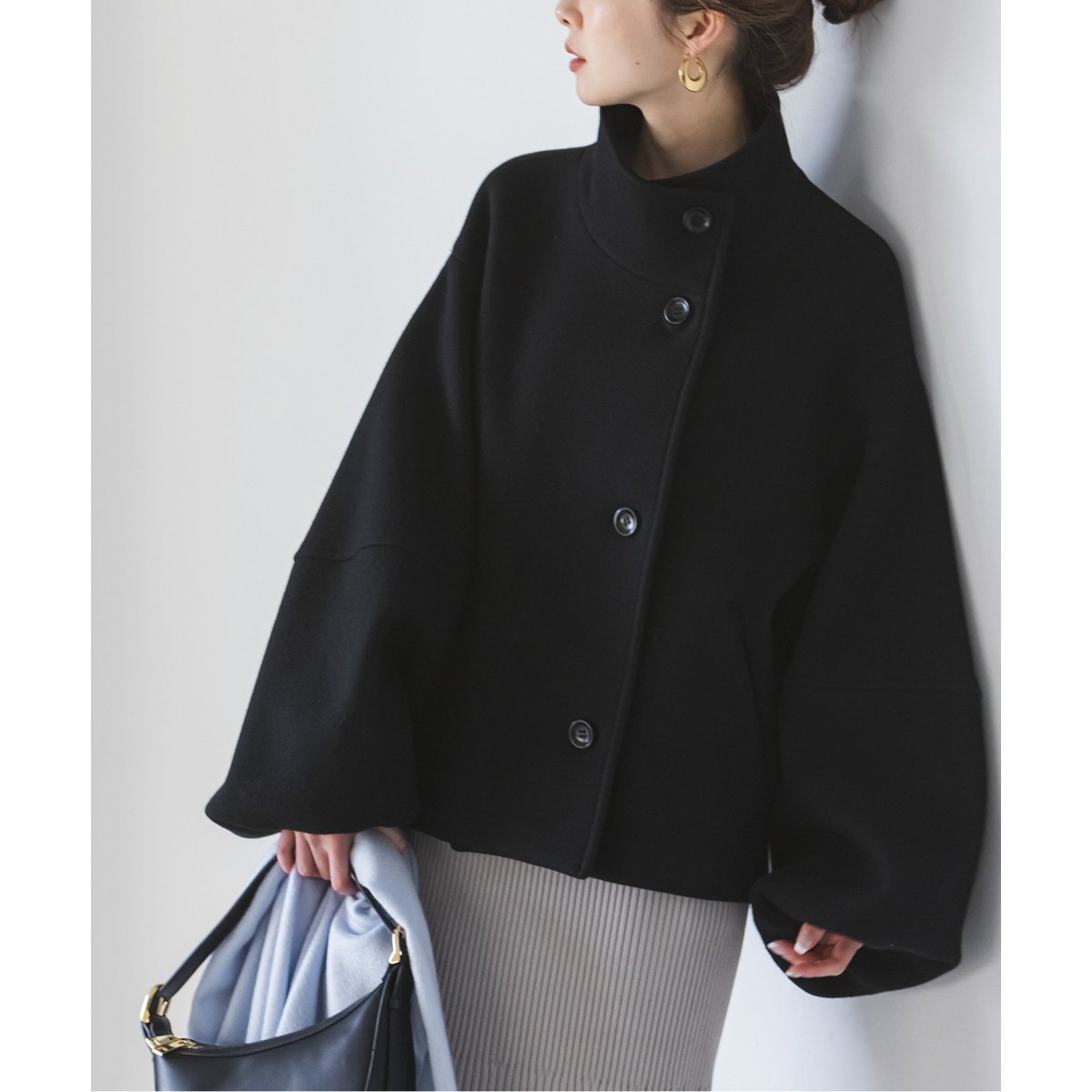 追加》メルトンパフスリーブショートコート | ノーブル(Noble