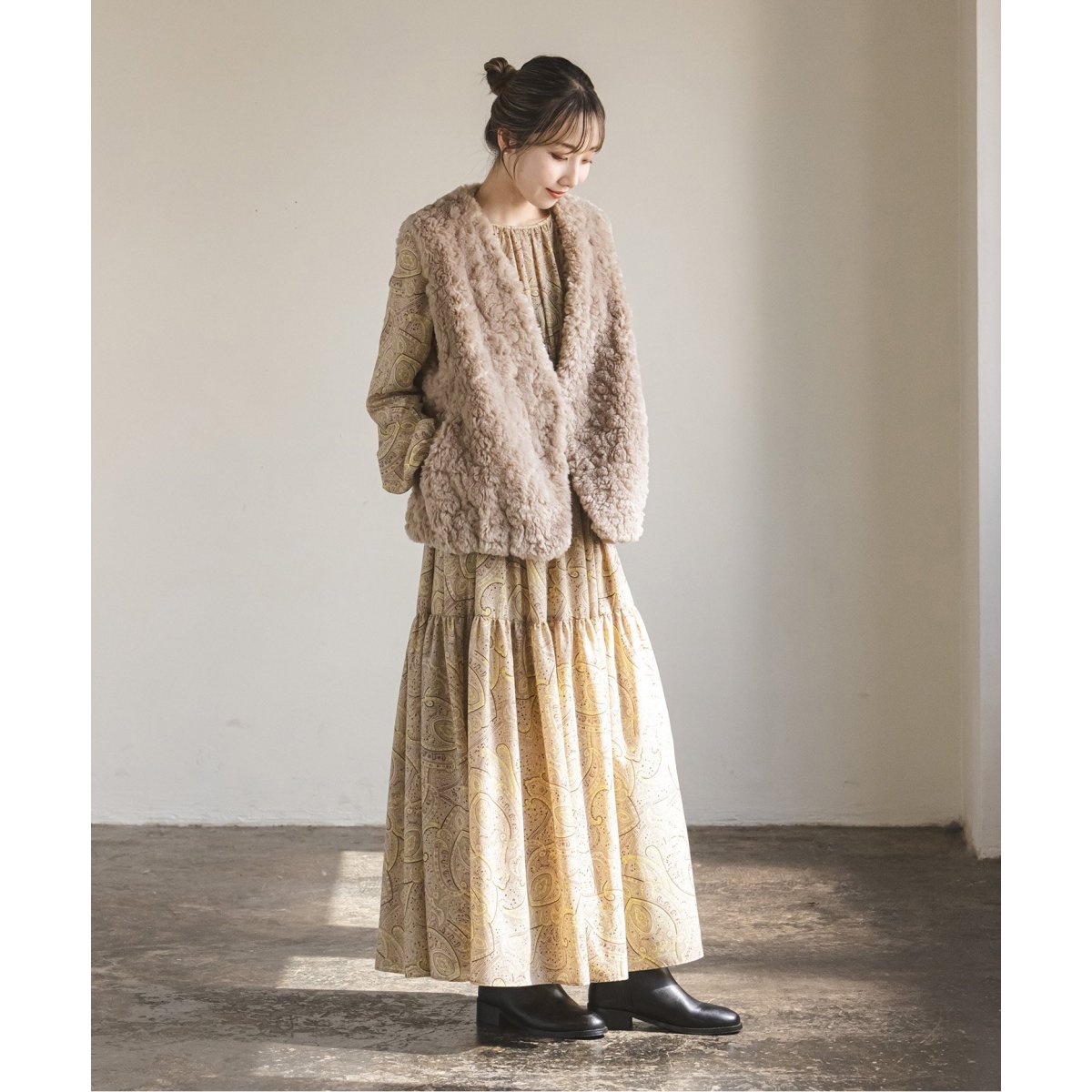 NOBLE☆リッチフェイクボアジレ Noble リッチフェイクボアジレ ベージュ系