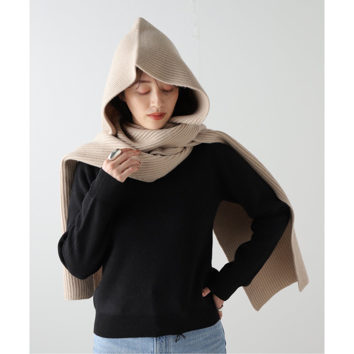 Room no.8】 WOOL W RIB HOODED STOLE | ノーブル(Noble