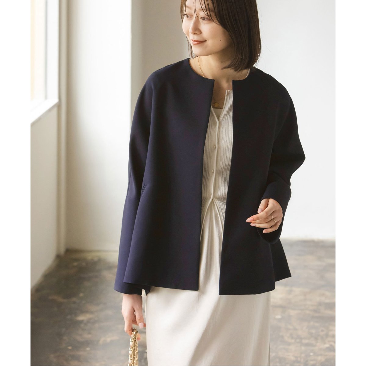 トリプルクロスライトクルーネックショートコート | ノーブル(Noble