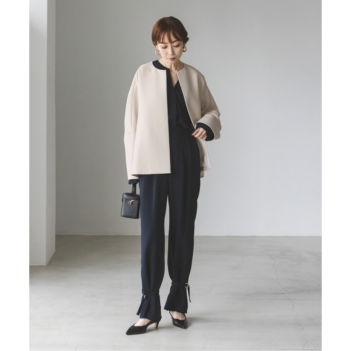 トリプルクロスライトクルーネックショートコート | ノーブル