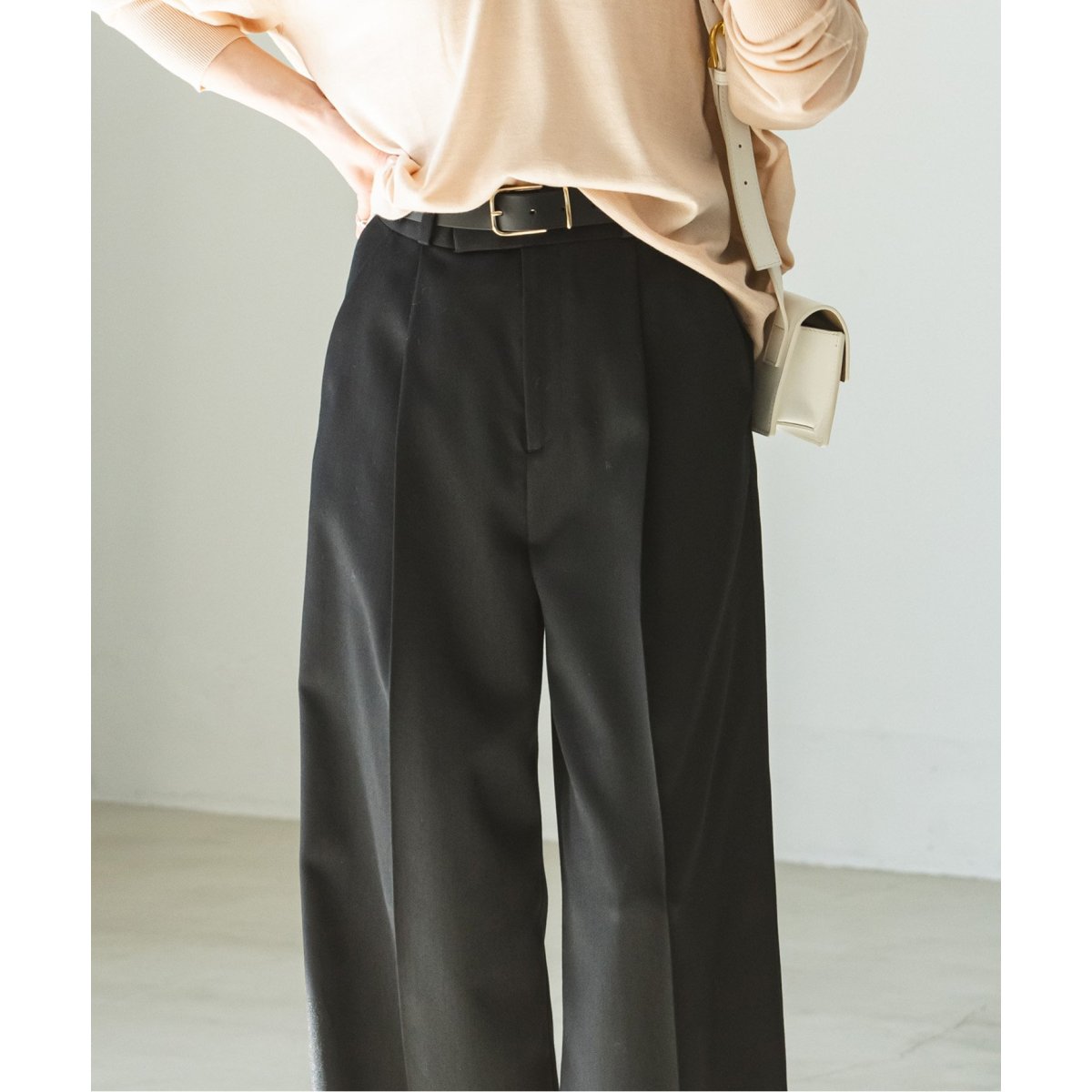 NOBLE トリコチンスラックスパンツ ノーブル NOBLE トリコチンベアトップパンツ （ブラック