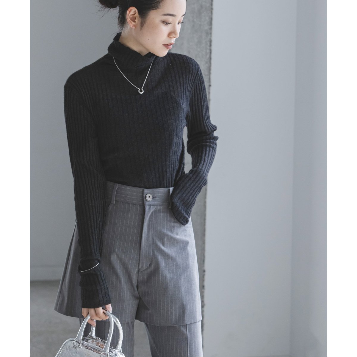 シルクカシミヤ ソフトワイドリブニット | ノーブル(Noble