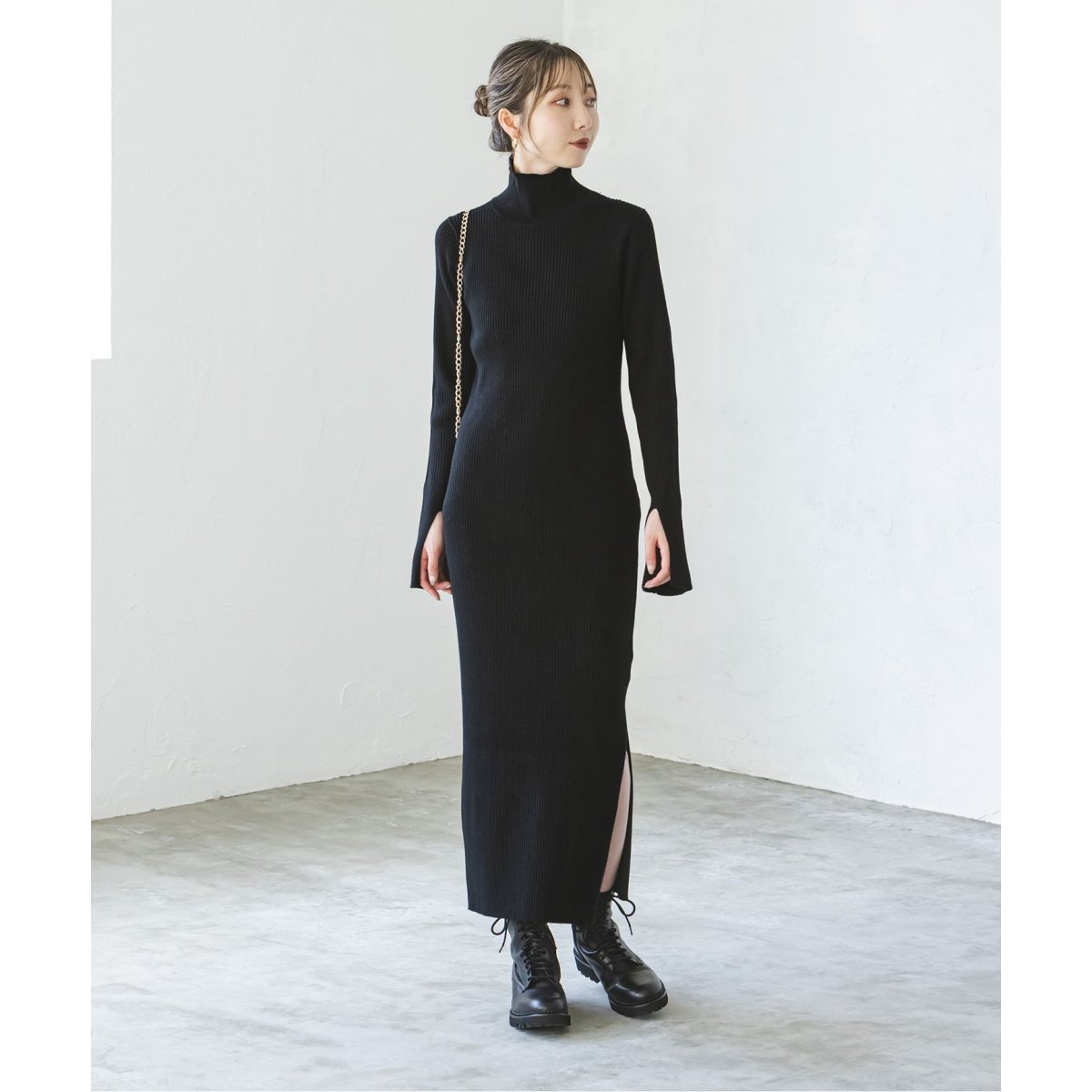 追加》ナロータイトスリットニットワンピース 2 | ノーブル(Noble
