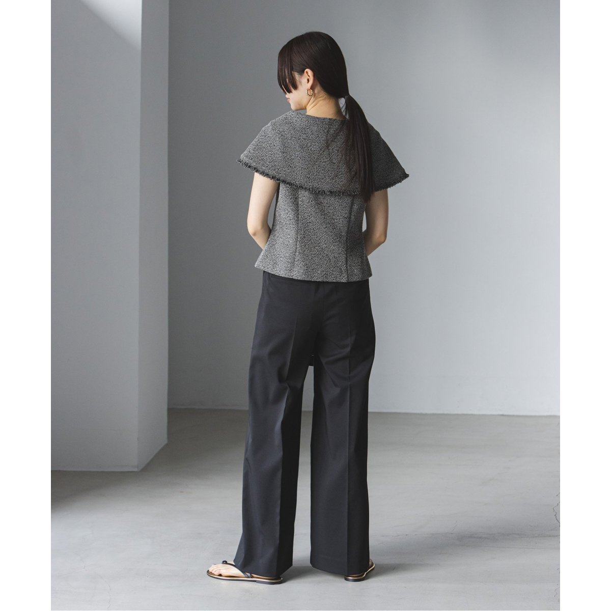 noble ファンシーツイードケープカラーブラウス　新品未使用タグ付 タグ付き未使用》ノーブル ファンシーツイードケープカラー