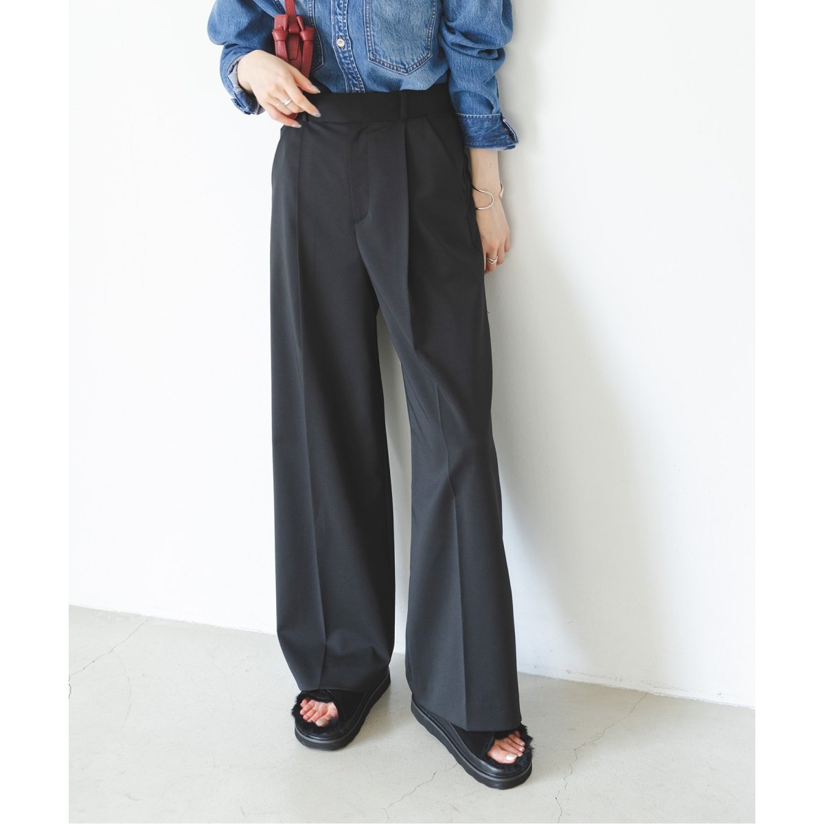 追加》エステルツイルストレッチスラックスパンツ 3 | ノーブル(Noble