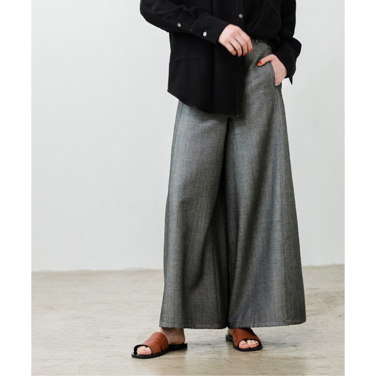 パンツ 「ELENI」デニムライクバギーパンツ レディース 24ss ELENINOBLE デニムライクバギーパンツ 黒 即完 新作