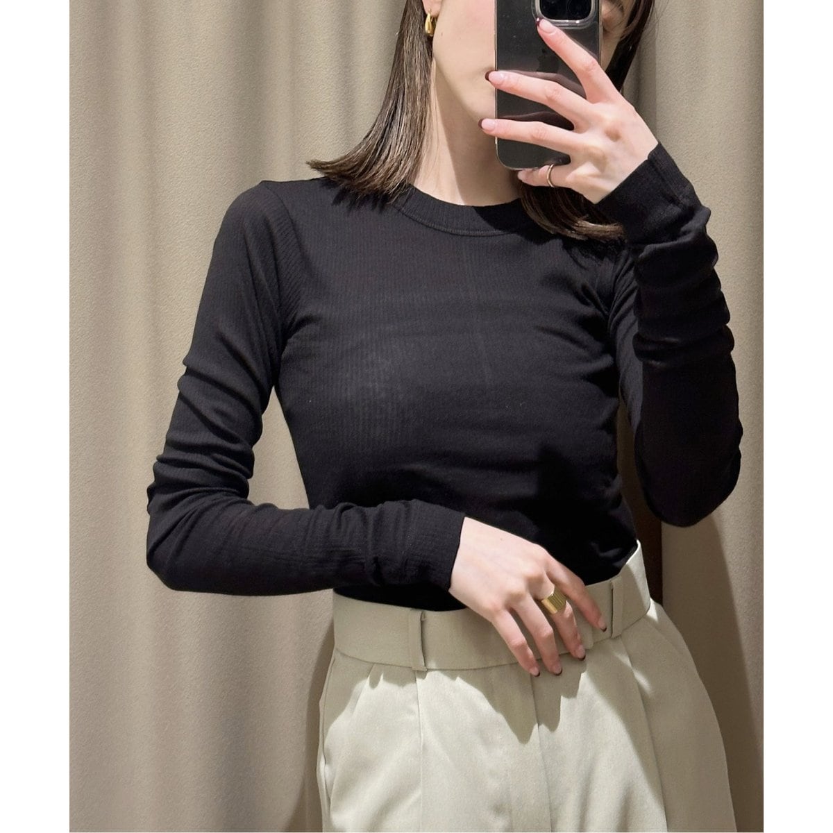 NINETY PERCENT/ナインティーパーセント Rib Long Sleeve Top | ノーブル(Noble) | マルイウェブチャネル