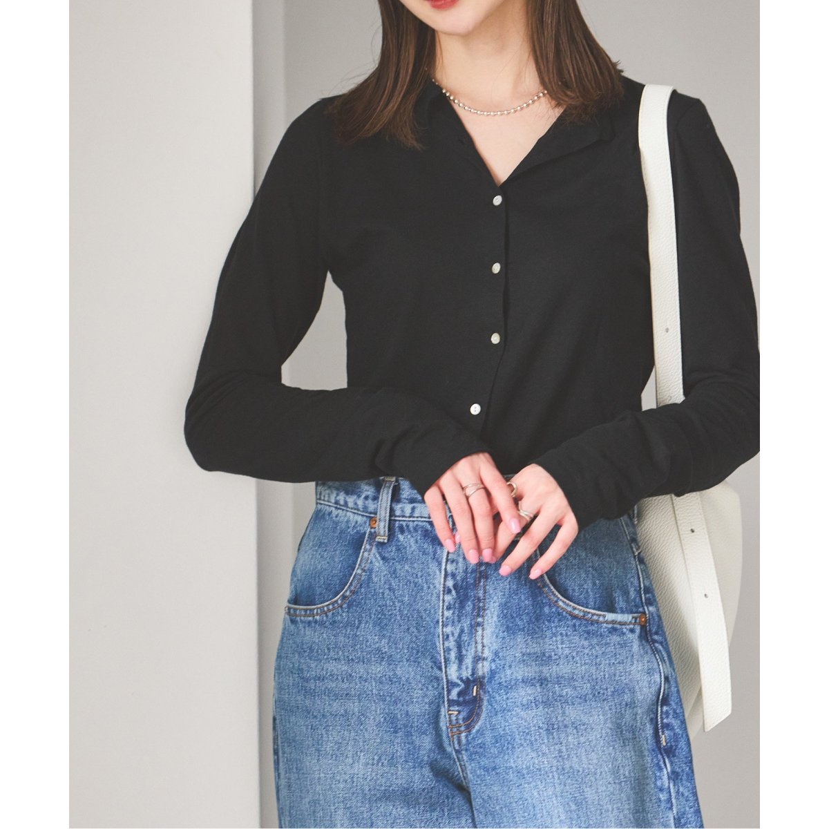 【新品・紙タグ付】NOBLEで購入・onitのコットンリネンシェルボタンカーデ onit/オニット コットンリネンシェルボタンカーディガン