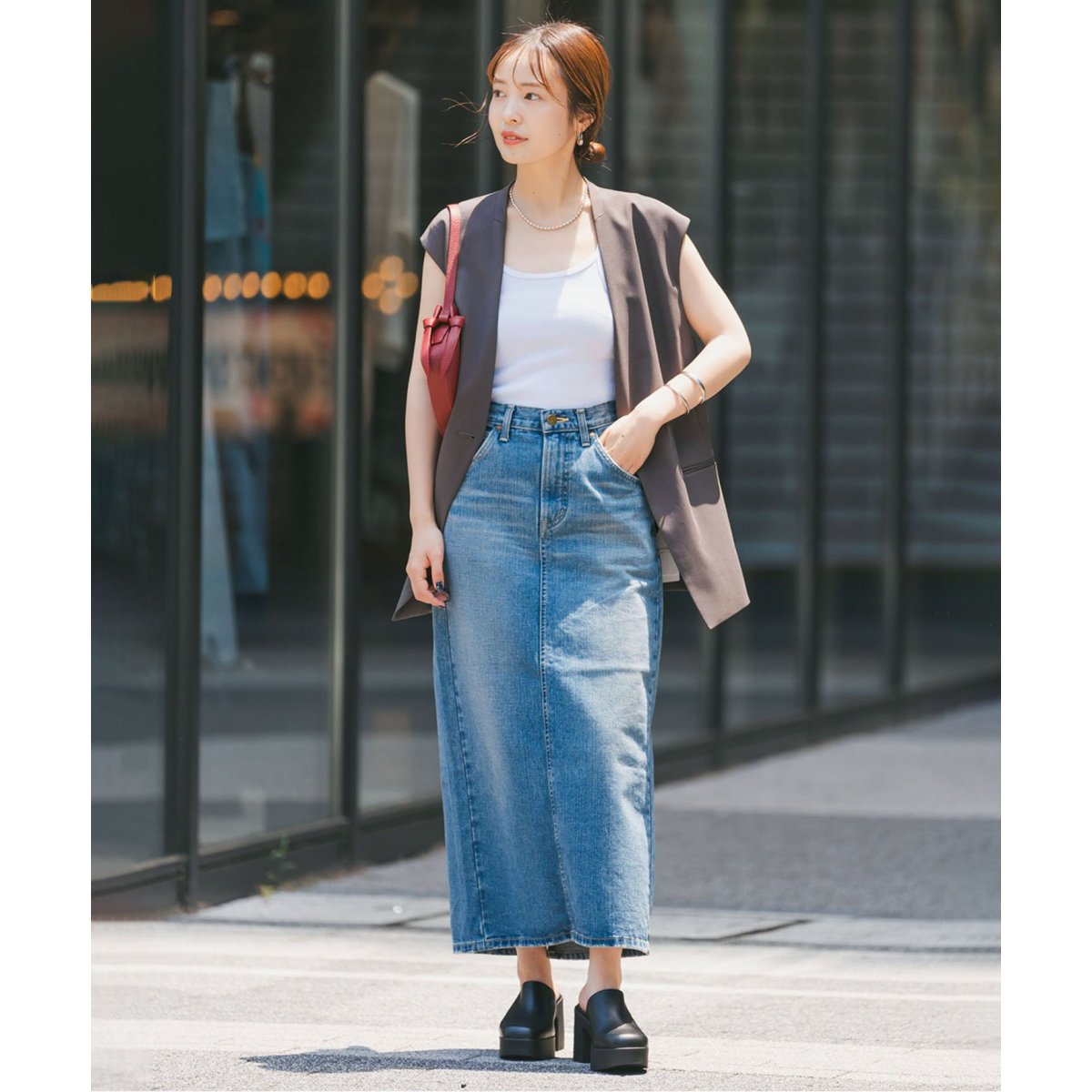 noble エステルツイルストレッチＶカラージレ エステルツイルストレッチVカラージレ（ジレ）｜NOBLE（ノーブル