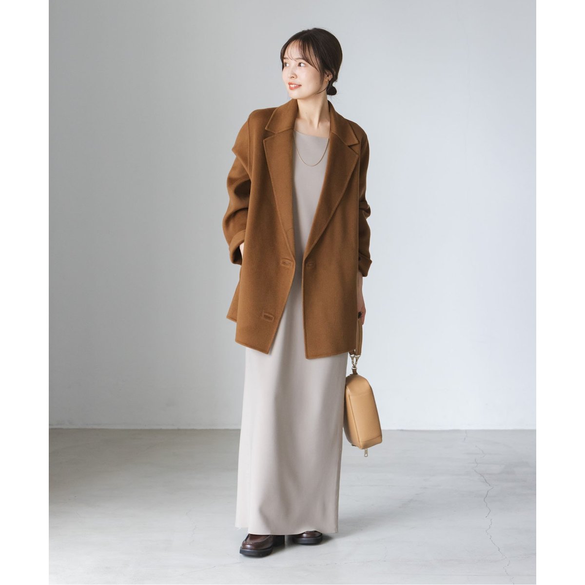 【美品！】NOBLE Super160チェスターコート　ネイビー 美品！】NOBLE Super160チェスターコートネイビー