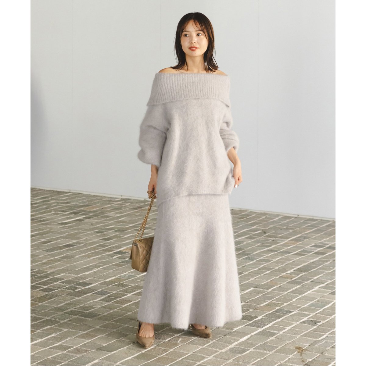 NOBLE×L'AUBE BLANC】FOX/カシミヤオフショルダーニット | ノーブル