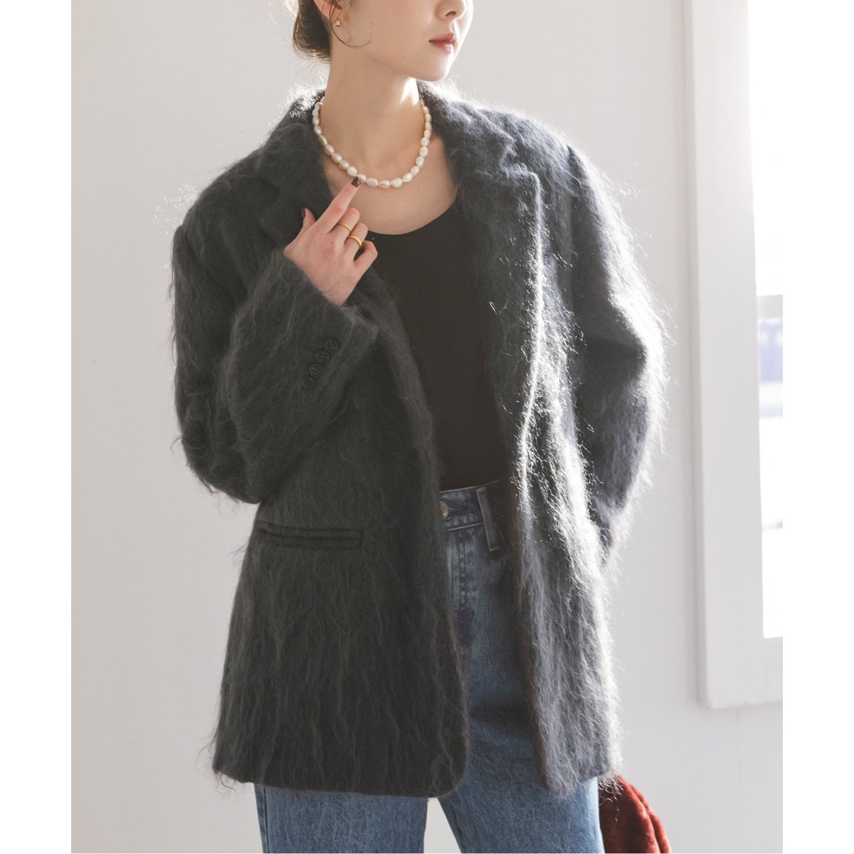 NOBLE×L'AUBE BLANC】モヘアMIXシャギージャケット | ノーブル NOBLE×L'AUBE BLANC】モヘアMIXシャギージャケット | ノーブル