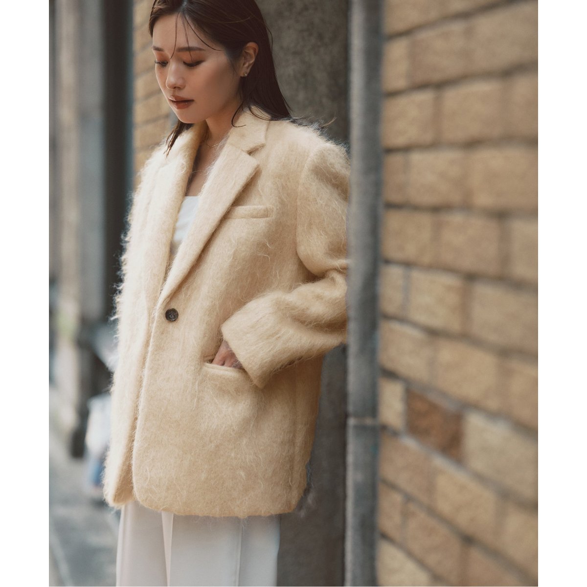 NOBLE×L'AUBE BLANC】モヘアMIXシャギージャケット | ノーブル(Noble