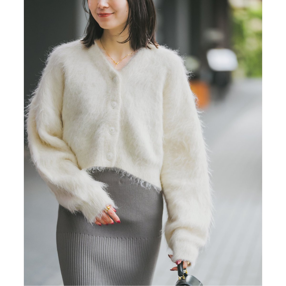 c*i様 noble アルパカ混シャギーショートカーデ Noble（ノーブル）の「アルパカ混シャギーショートカーデ