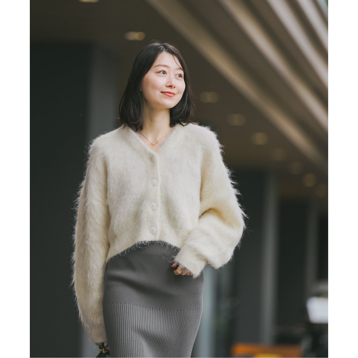 ほぼ新品未使用♡NOBLE アルパカ混シャギーショートカーデ　グレーカーディガン Noble（ノーブル）の「《追加》アルパカ混シャギーショート