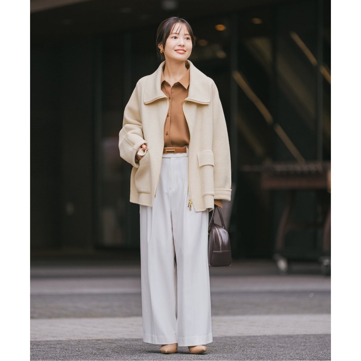 新品ノーブル　キャメルミックスリバージップコート　サイズ36 追加》キャメルミックスリバージップコート（その他ブルゾン