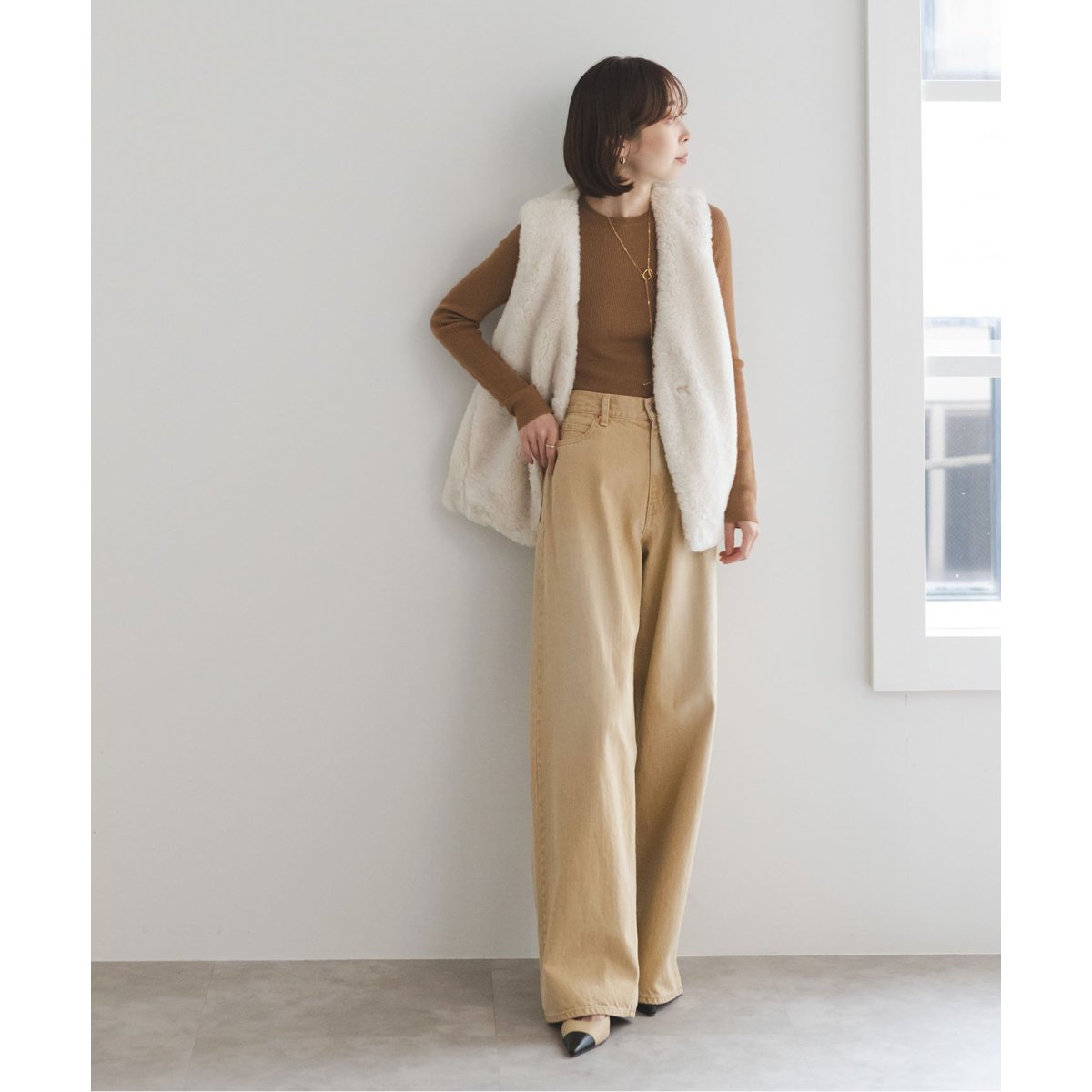 Noble ノーブル　スノーボアボリュームフォルムベスト　ナチュラル スノーボアボリュームフォルムベスト | ノーブル(Noble) | マルイ