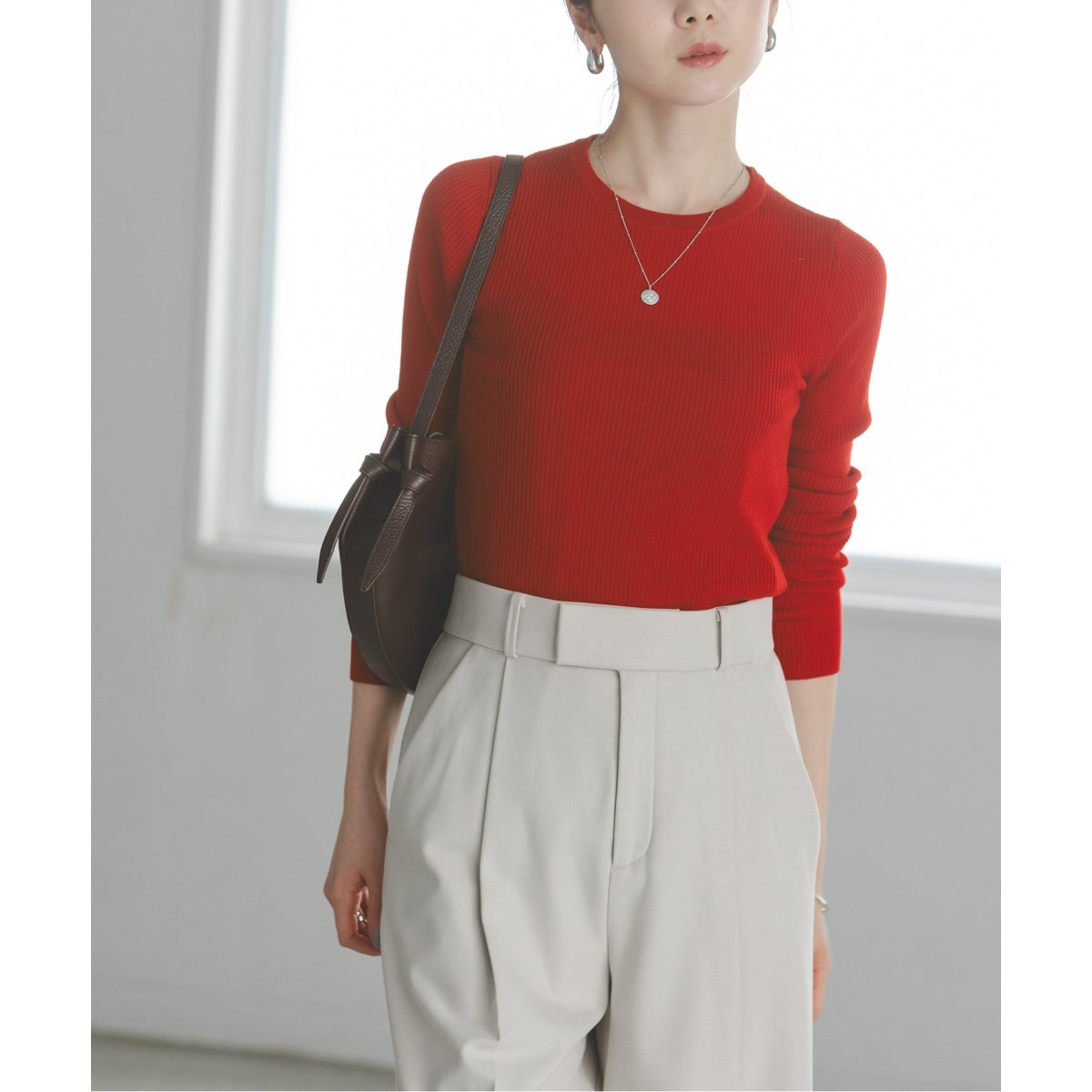 noble ノーブル リブクルーネックニット ノーブル スーパー160ダブル