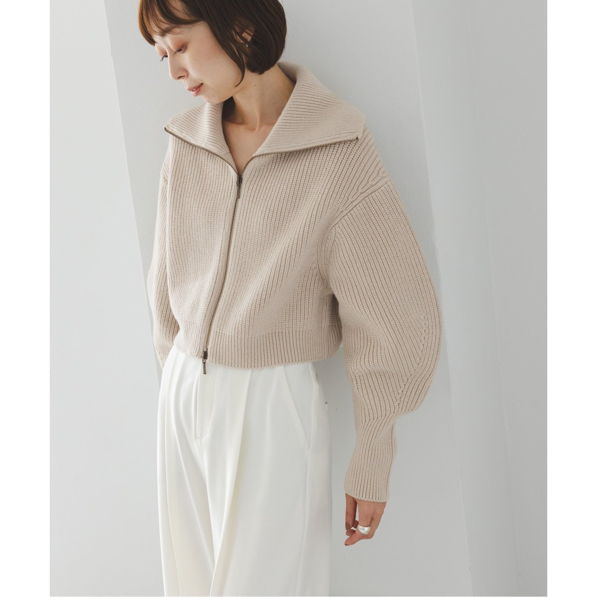 【美品】Noble 片畦ショートZipカーディガン Noble（ノーブル）の「片畦ショートZipカーディガン