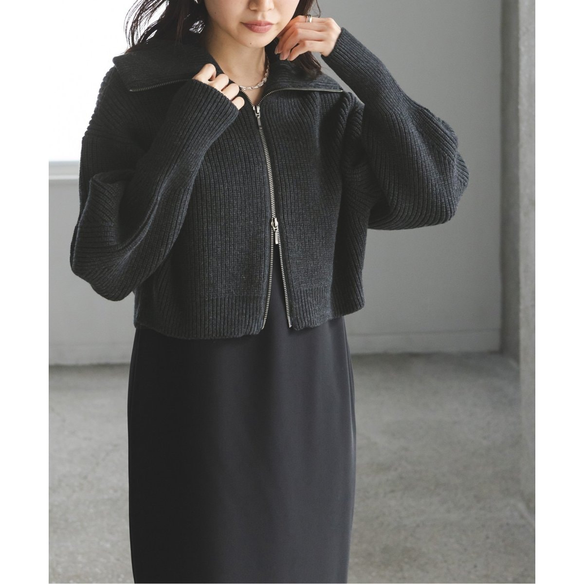 片畦ショートZipカーディガン | ノーブル(Noble) | マルイウェブ
