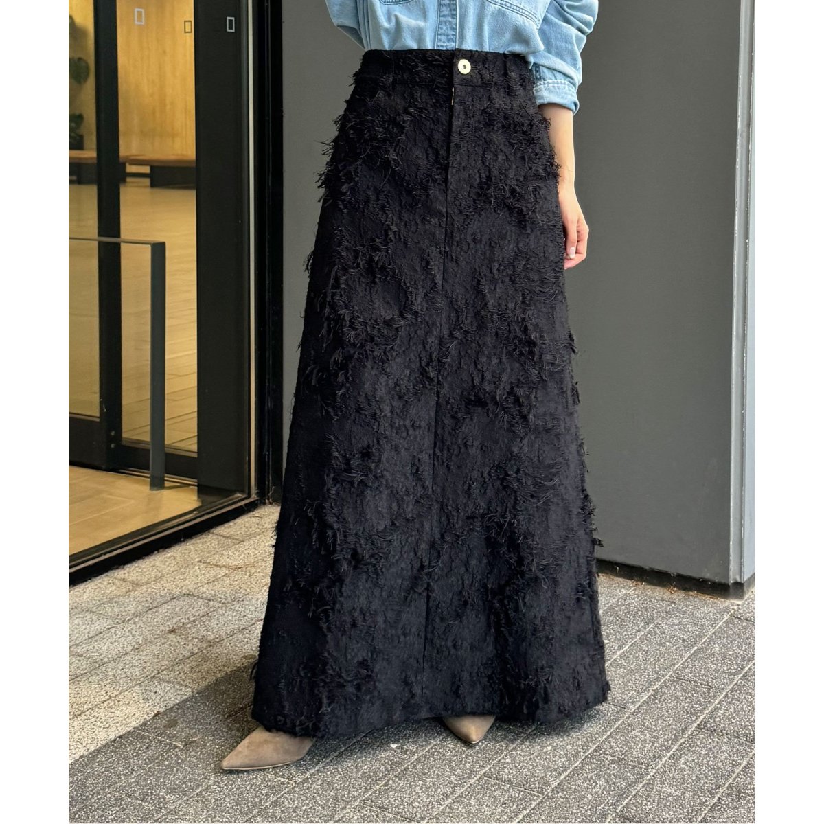 noble シャギージャガードAラインスカート ブラック シャギージャガードAラインスカート | ノーブル(Noble) | マルイ