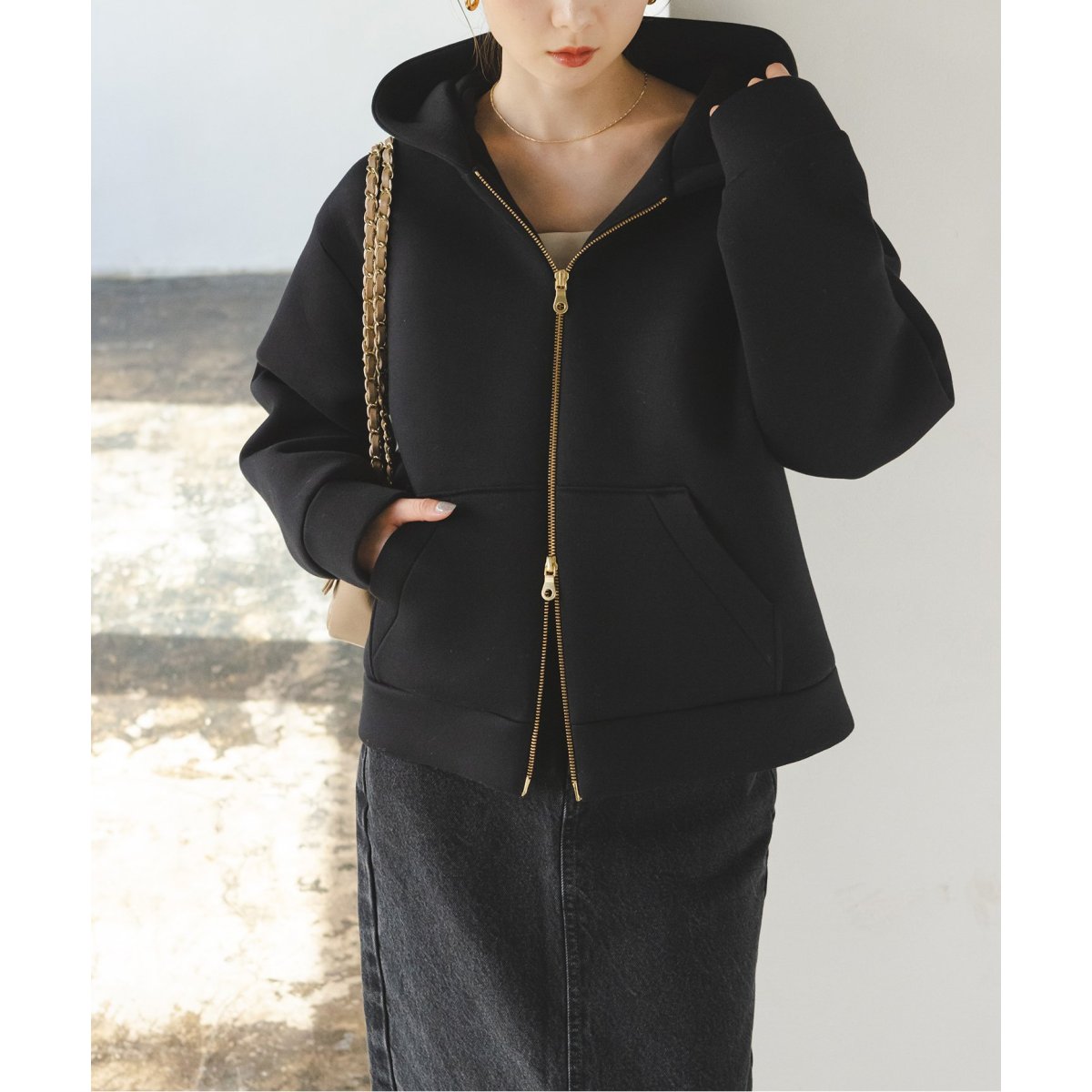 大人気　定価29,700円 ノーブル　ダンボールニットフーデットパーカー　グレー NOBLE パーカー ダンボールニットフーデットパーカー レディース