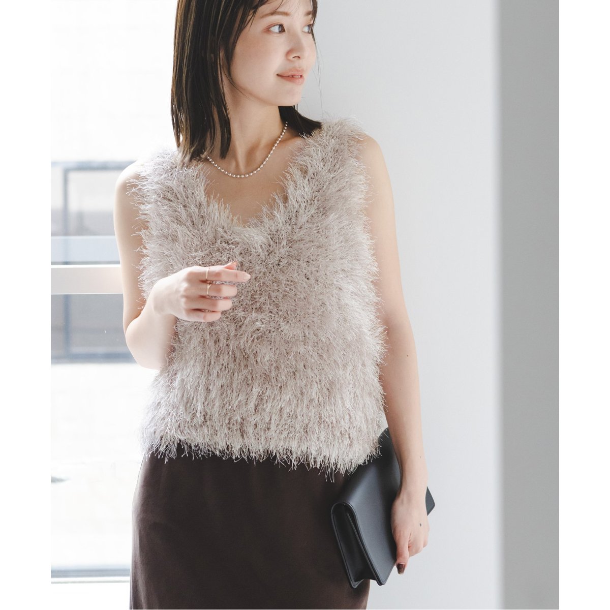 NOBLE×L'AUBE BLANC】FOX/カシミヤオフショルダーニット
