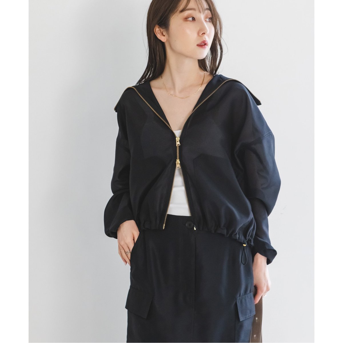 ミルキーシアースタンドカラーパーカーブルゾン | ノーブル