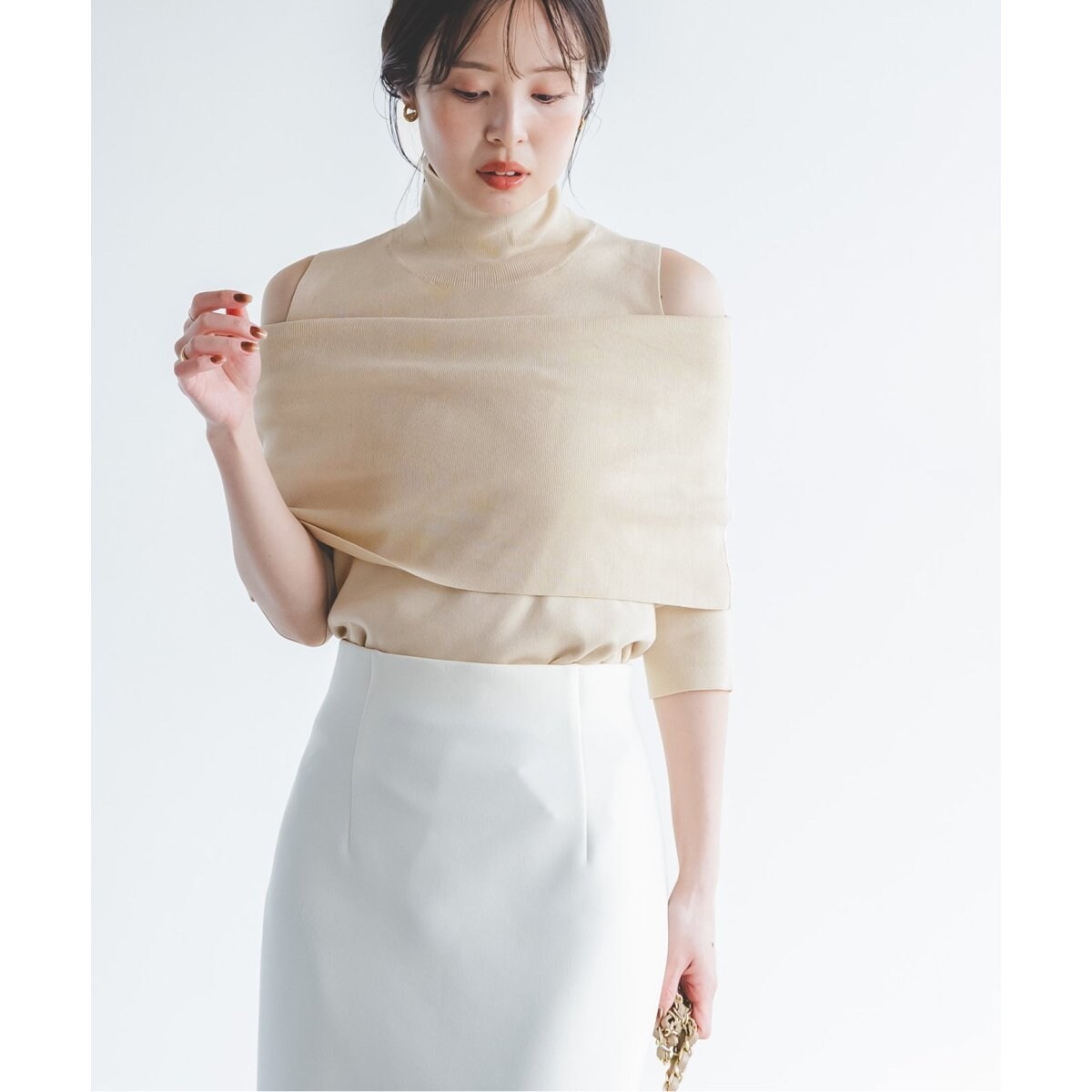 NOBLE ハイネックオフショルニット◆新品 NOBLE ニット セーター 「追加」ハイネックオフショルニット