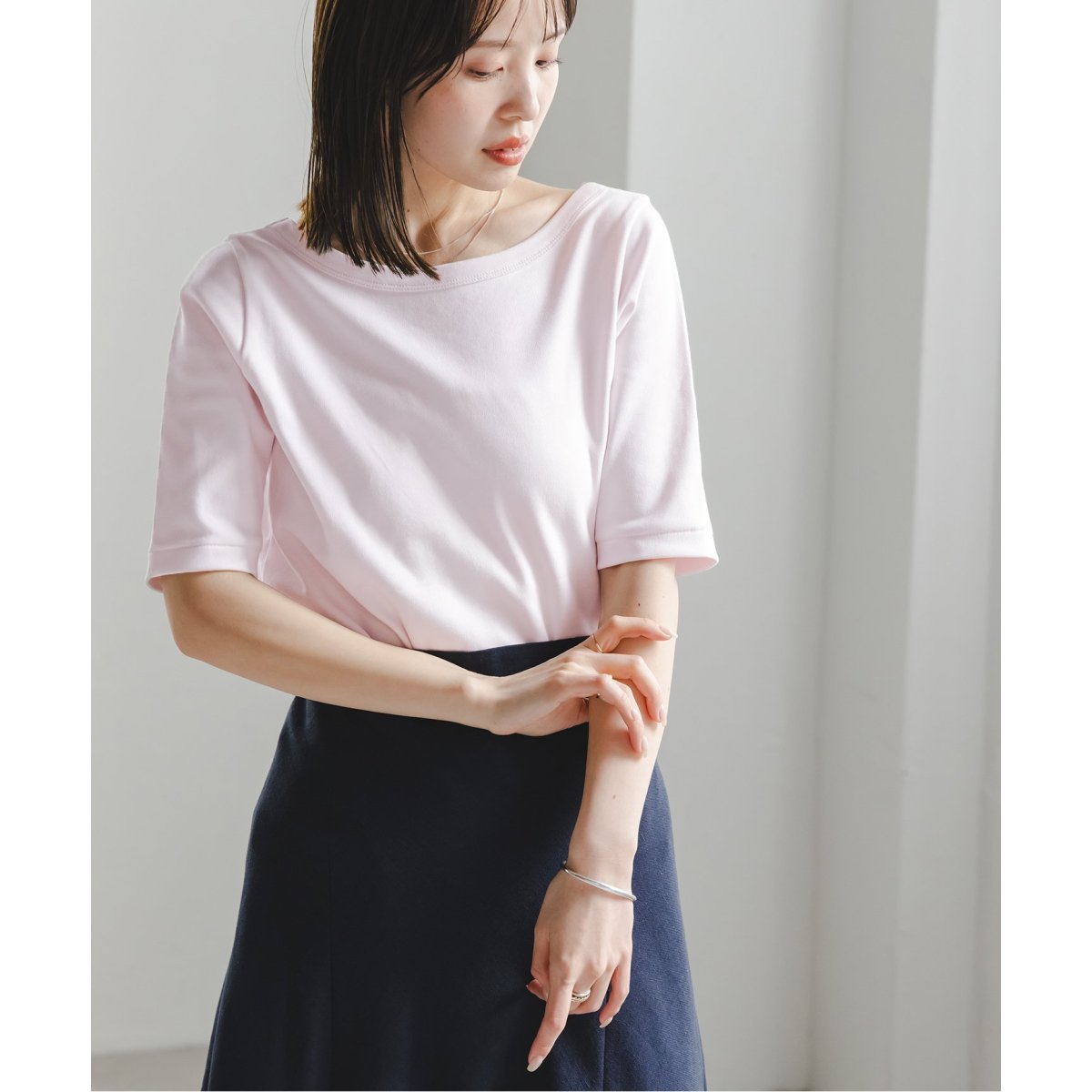 【試着のみ】NOBLE スビンコットンソフトスクエアーネックTシャツ 追加》スビンコットンソフトスクエアーネックTシャツ（Tシャツ