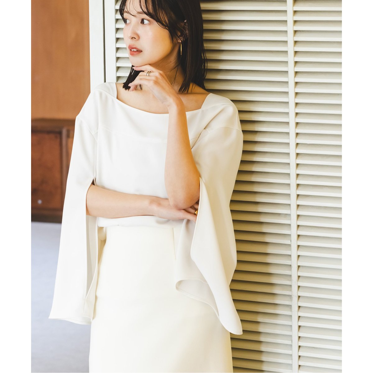 NOBLE 【洗える】スリットスリーブブラウス NOBLE【洗える】スリットスリーブブラウス