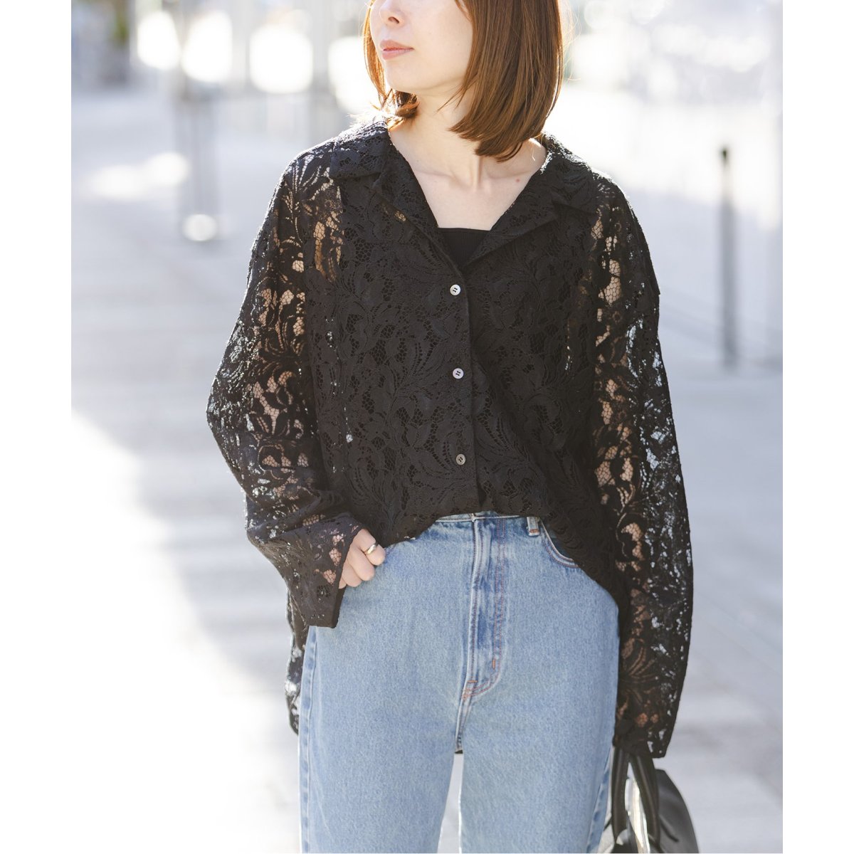 ノーブル　ボタニカルレースオープンカラーシャツ 追加》ボタニカルレースオープンカラーシャツ | ノーブル(Noble