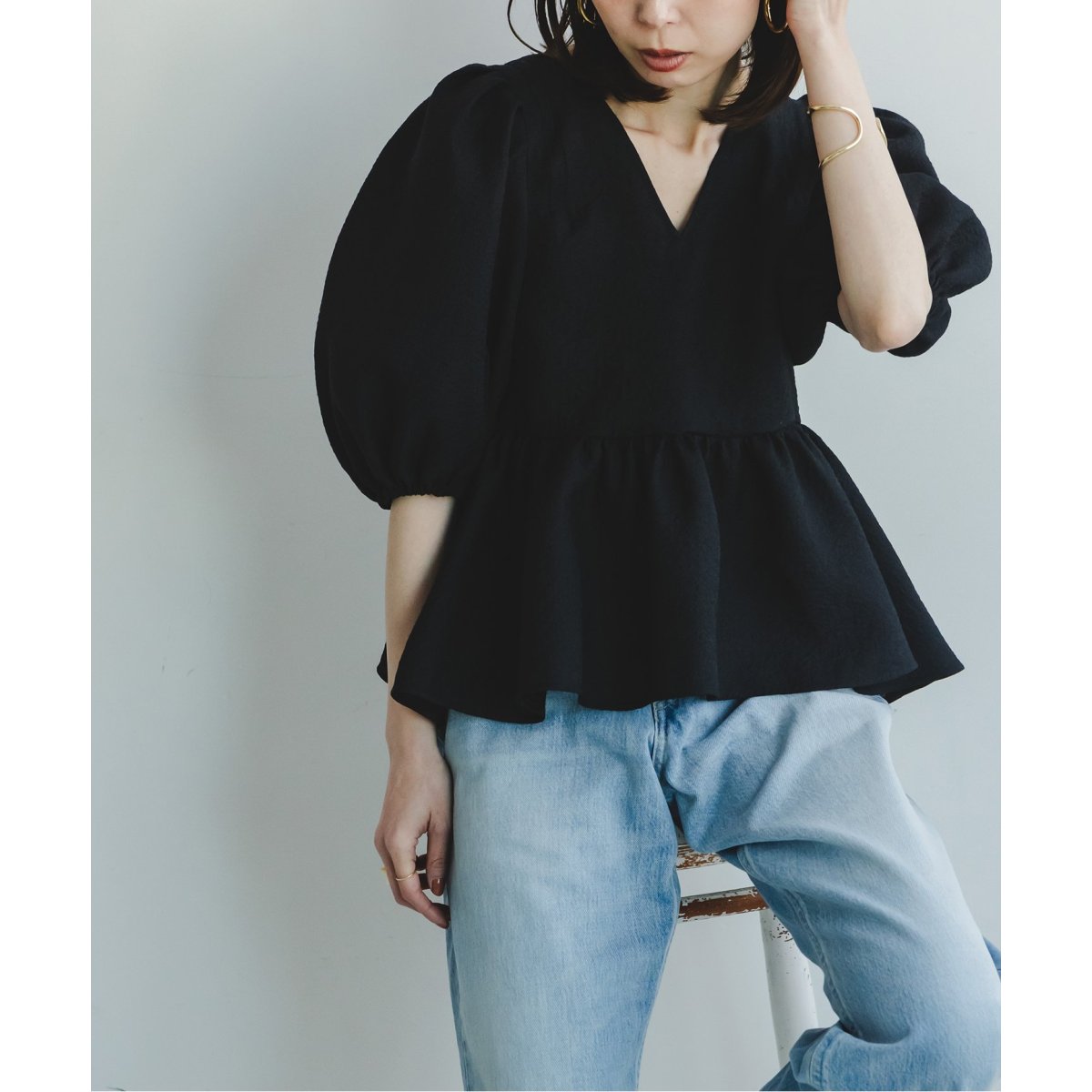 追加》【洗える】シアーノイズジャガードブラウス | ノーブル(Noble