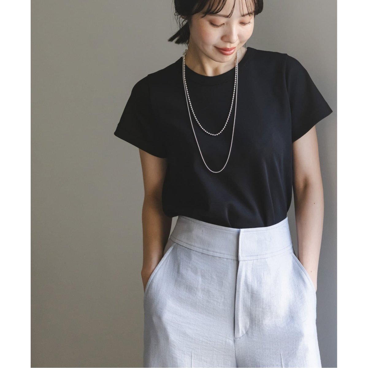 大人女性の 追加》スビンコットンスムースコンパクトTシャツ | ノーブル トップス