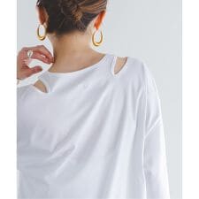 Room no.8/ルームエイト スムースコットンネックオープントップス