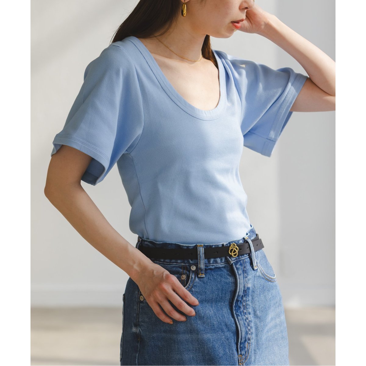 NOBLE ノーブル　リブ編み 半袖Tシャツ NOBLE ノーブル リブ編み 半袖Tシャツ安く 買う 方法