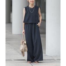 ダンプコットンフロントタックオールインワン | ノーブル(Noble  