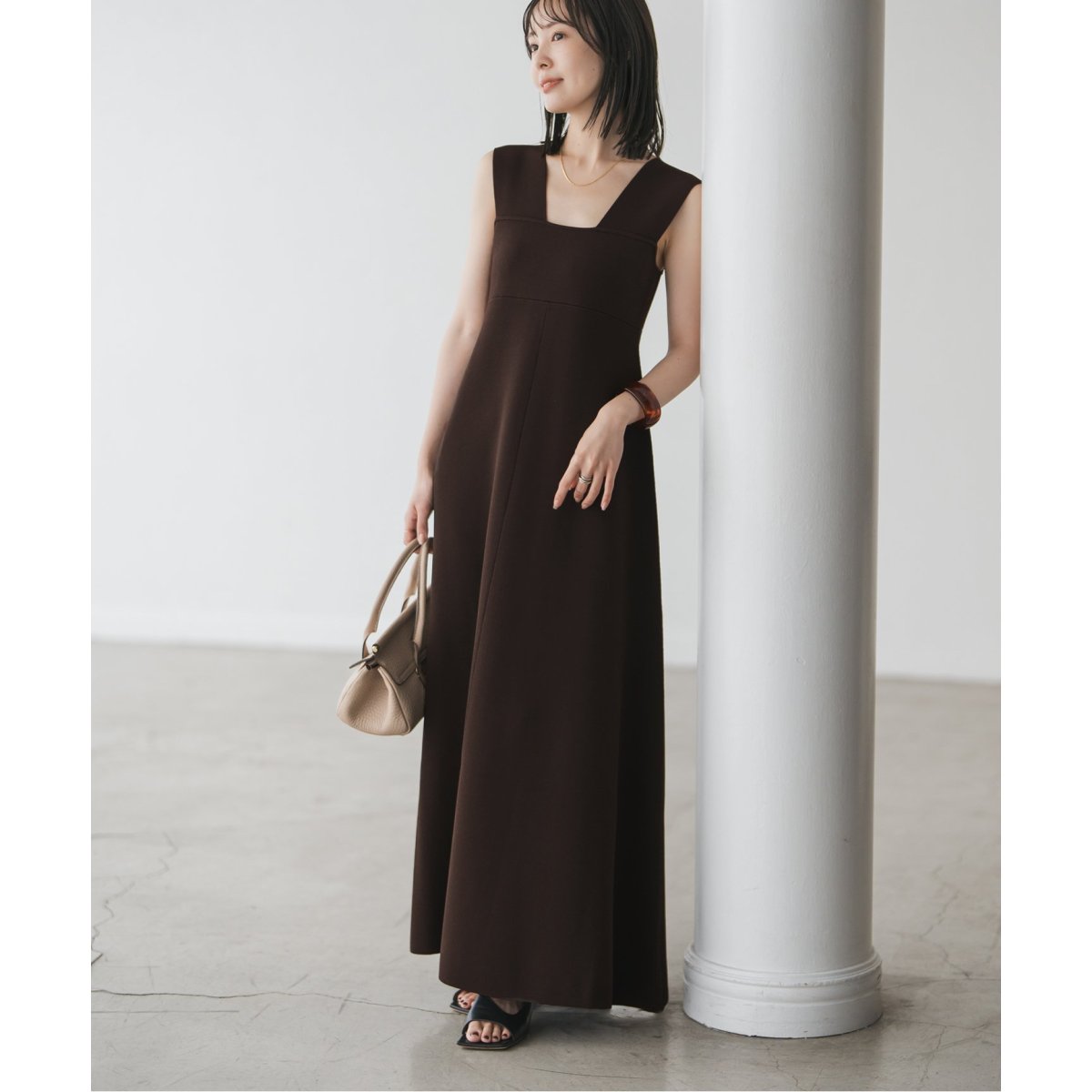 洗える】ミラノリブフィットフレアニットワンピース | ノーブル(Noble