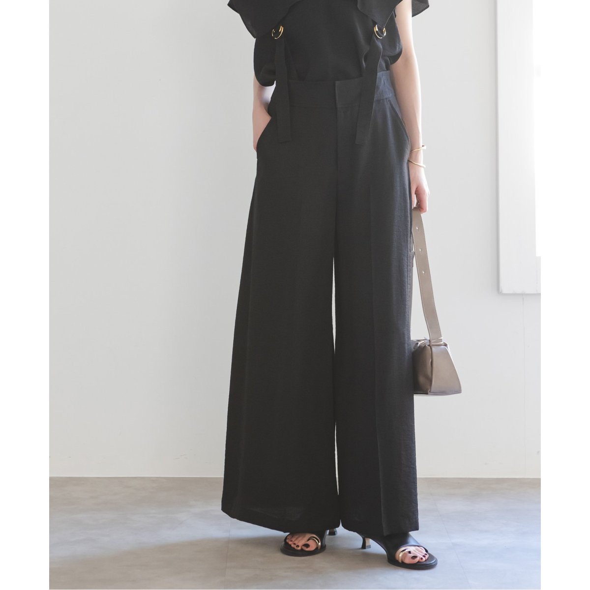 おまとめ３点 noble ファジーリネンロングサスペンダー2wayパンツ　他 追加》【洗える】ファジーリネンロングサスペンダー2wayパンツ