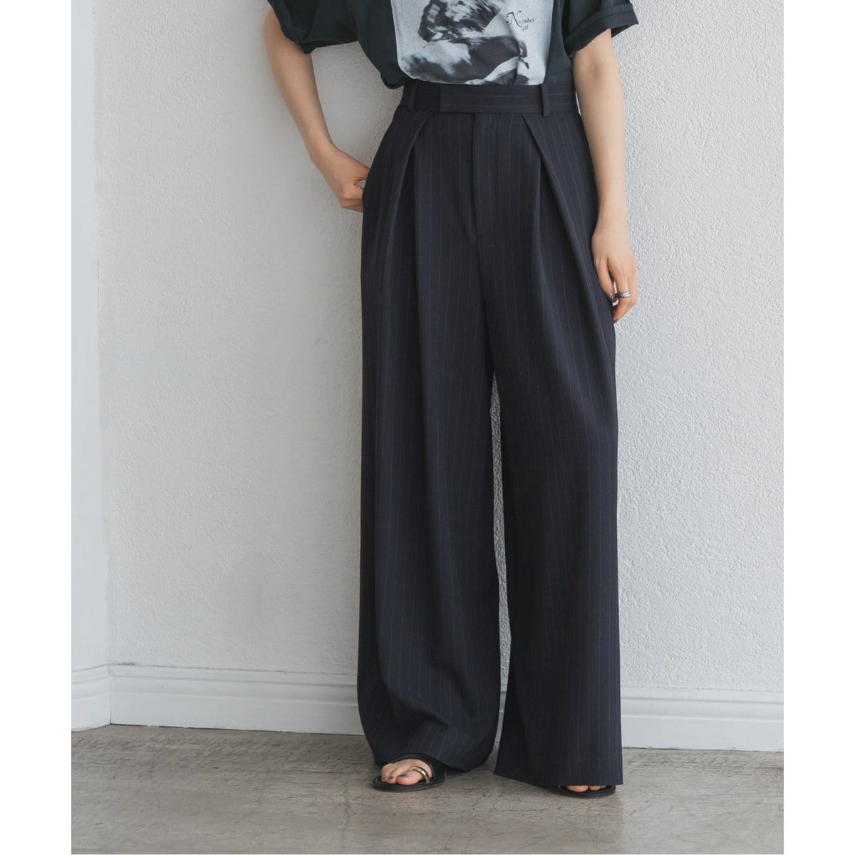 極美品】Noble フロントタック ワイドパンツ ノーブル