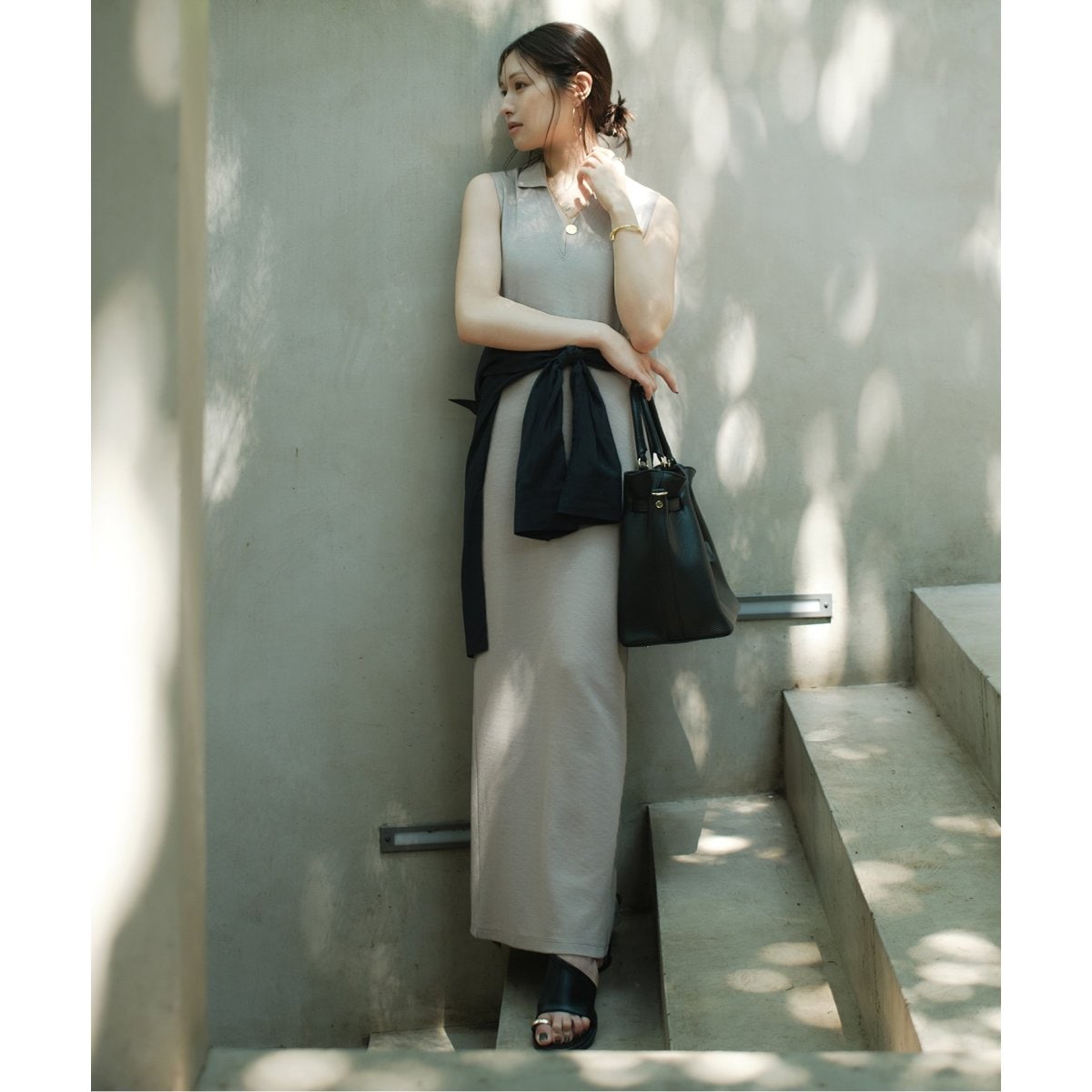 【NOBLE×L’AUBE BLANC】ミラノリブジャージワンピース NOBLE×L'AUBE BLANC】ミラノリブジャージワンピース（ワンピース