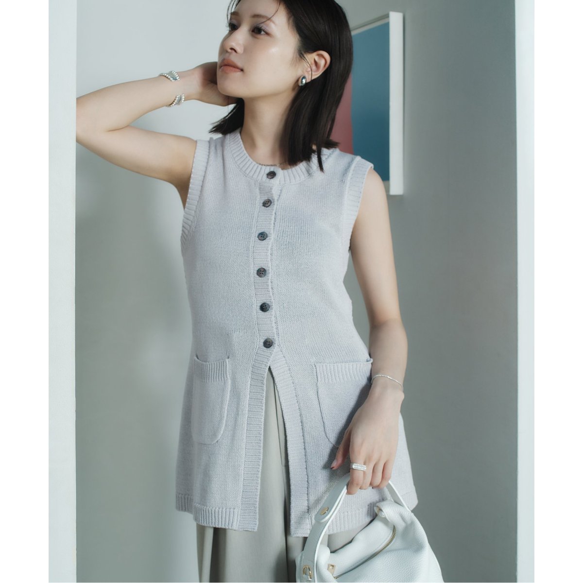 NOBLE×L'AUBE BLANC】フロントボタンニットベスト | ノーブル