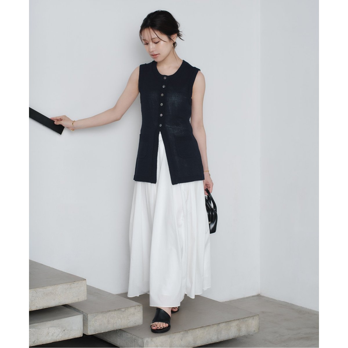 NOBLE×L'AUBE BLANC】フロントボタンニットベスト | ノーブル