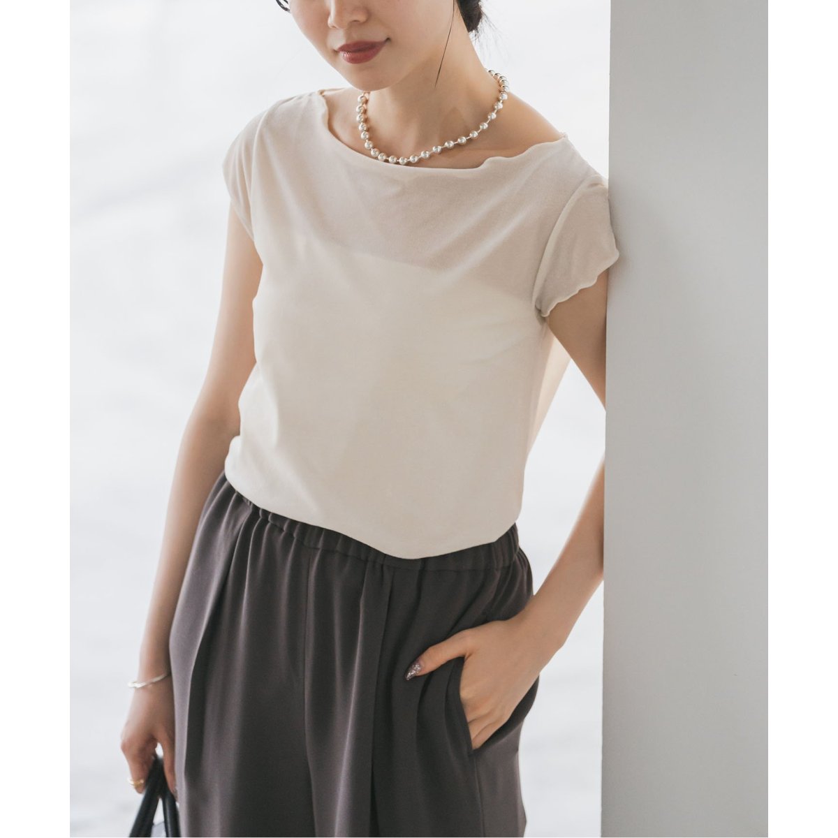 NOBLE ノーブル　リブ編み 半袖Tシャツ NOBLE ノーブル リブ編み 半袖Tシャツ安く 買う 方法