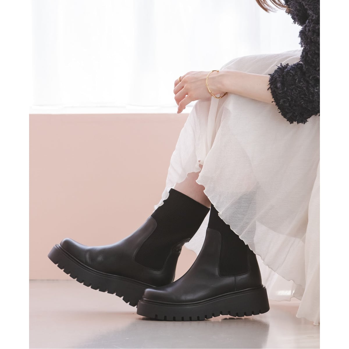 スピックアンドスパン　フリンジ　ショートブーツ　ブラック　レザー　シューズ スピック＆スパン(Spick and Span) レディース シューズ の一覧