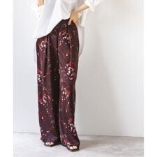 【洗える】フォトフラワープリントパンツ