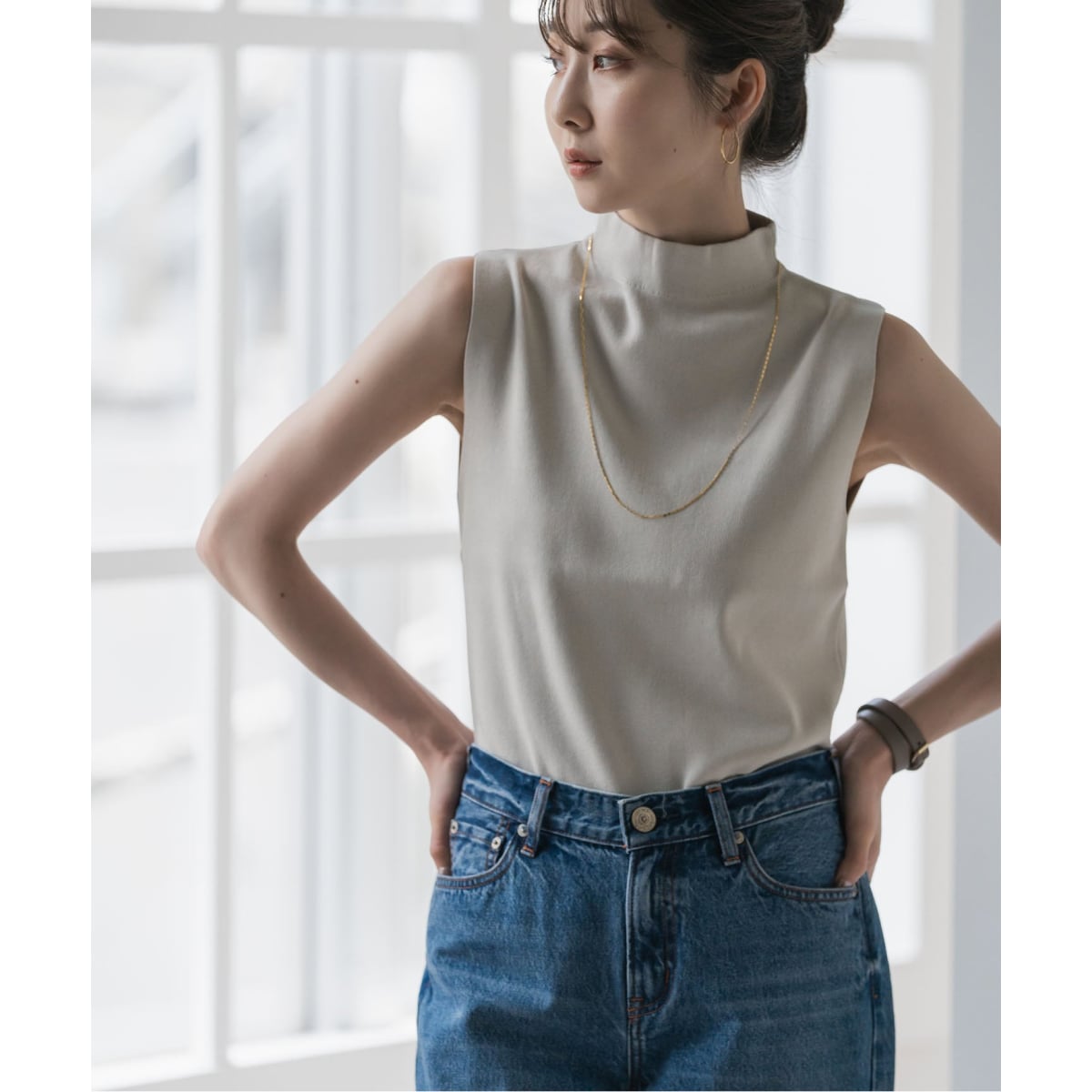 美品☆スピック＆スパン アンゴラカシミヤ デコルテボタン ワイドニット Spick & Span（スピックアンドスパン）の「ウールカシミヤクルー