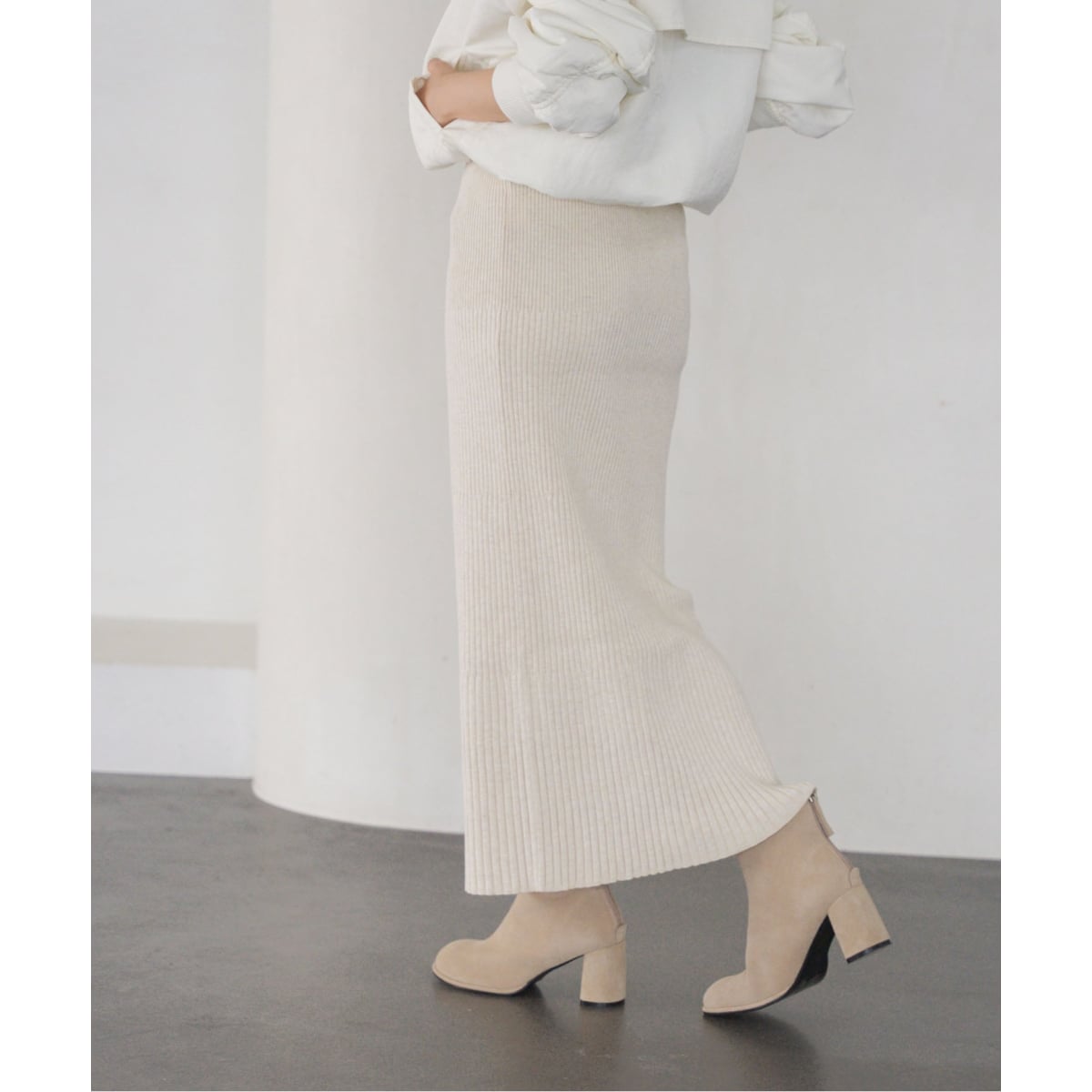 洗える】ファジーリネンスリットAラインスカート | ノーブル(Noble